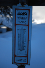 Thermometer outside the cabin.