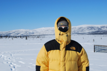 Mr. Wood on the tundra in winter