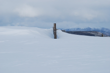 Both sides of the snow fence look different