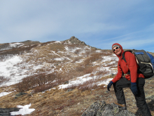 Mr. Wood hiking up Mt. Healy