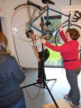 Showing wave movement with a bike chain.