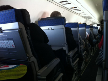 Inside airplane