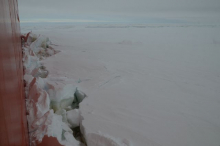 Palmer breaking first year ice with lots of snow