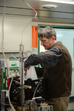 Eugene mounting a large and sophisticated equipment