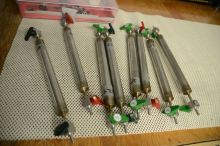 Tubes for sampling water from the rosette to measure helium