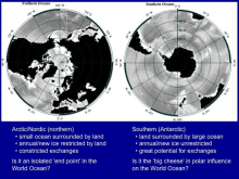 Geographic difference between Northern and Southern oceans