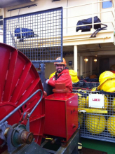 Juan Botella operating the winch