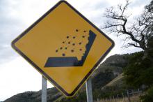 Sign for falling rocks