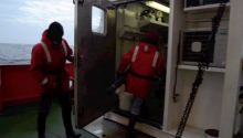 Rosette bottles carried into trace metal vans after sampling