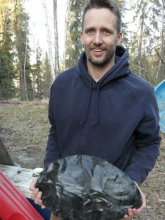 Dr. Rasic with a huge stone tool