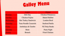 Galley Menu