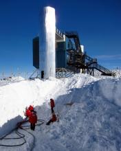 The cable pull into the IceCube Lab.  Photo credit: Jim Haugen