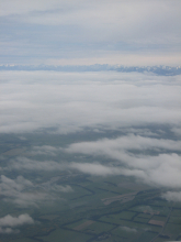 Flying into CHC you can see agriculture fields with snow-topped mountains.