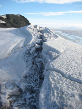 A compression ridge in the ice.