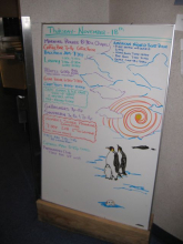 The activities board in the dinding hall keeps everyone informed.