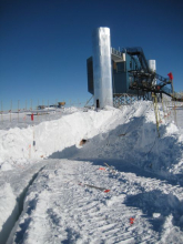 The cable trench leading toward the hole at the bottom of the culvert. 