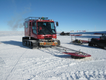 A pistenbully with ground penetrating radar attached.