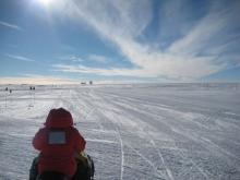 Riding behind a snow mobile I saw a beautiful scene.