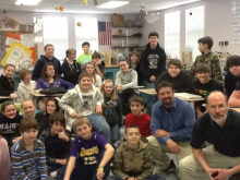 Researcher Campbell visits his K-8 elementary school, Nobleboro, Maine