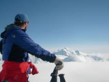 Seth peering at Mount Hunter from Windy Corner