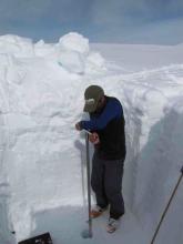 Dave drilling a shallow core from one of the pits.