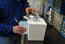 Taping the Sensor to a Styrofoam Box