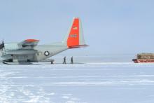 Loading an LC-130 at Summit Station, Greenland