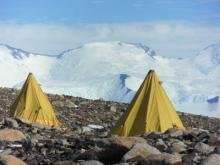 View of the mountains across the Beardmore Glacier from our camp on Mt. Kyffin.