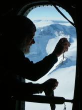 Maurice Conway taking a photo from the "bubble" window.