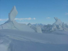 Pressure ridge with western Antarctic mountains in the background