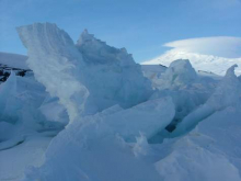 Pressure ridges with Mt. Erebus in the background.