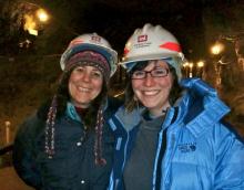 Janet Warburton and Sarah Crowley in the Permafrost Tunnel.