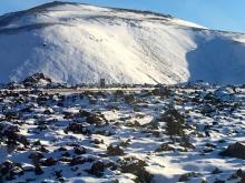 Iceland rocks and snow.