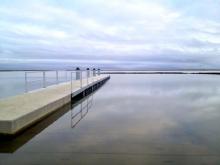 New Boat Dock: A new boat dock and ramp in the southern Salt Lagoon. Unfortunately, it is too shallow for the Annika Marie to get in here. 