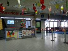 A decorated gate at the Dallas airport