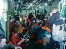 Inside of a packed C-130