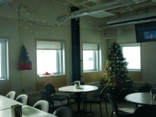 The galley, decorated for Christmas