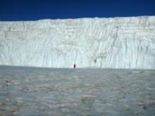 Megan in front of Taylor Glacier