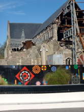 The damage to the main catherdral done by the 2011 earthquake in Christchurch, New Zealand.