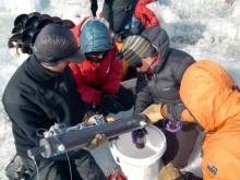 Transferring water samples from the niskin to bottles