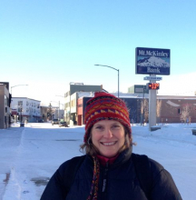 Lucy Coleman in Fairbanks with temperature.