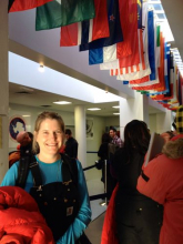 In the terminal for Antarctica departures.