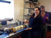 Dr. Brittney Schmidt and Dr. Stacy Kim with the ROV SCINI.