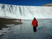 Me on the moat with Taylor Glacier in the background.