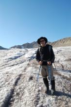 Standing on the Vestre Lovenbreen glacier.