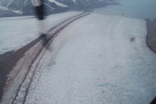 Aerial shot of Kronebreen and Kongsbreen glaciers