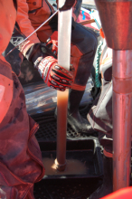 Daren prepares a sediment core