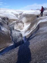 Meltwater stream on Kongsbreen glacier