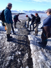 Sediment on Kongsbreen glacier