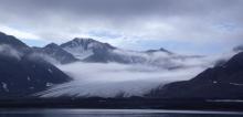 Looking up at the glaciers from the fjord